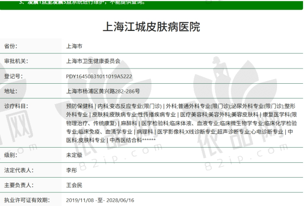 上海江城皮肤病医院资质