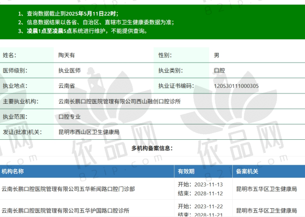 昆明长鹏口腔陶天有医生
