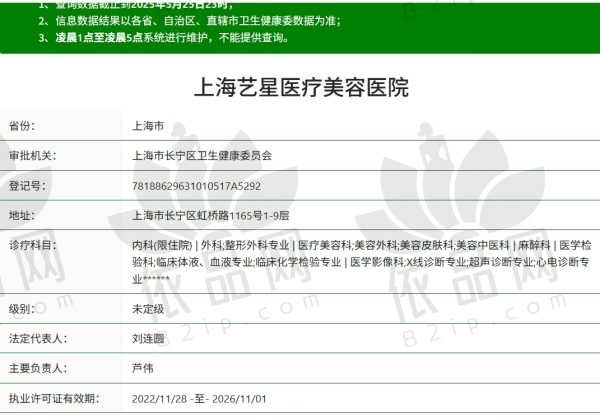 上海艺星医疗美容医院资质